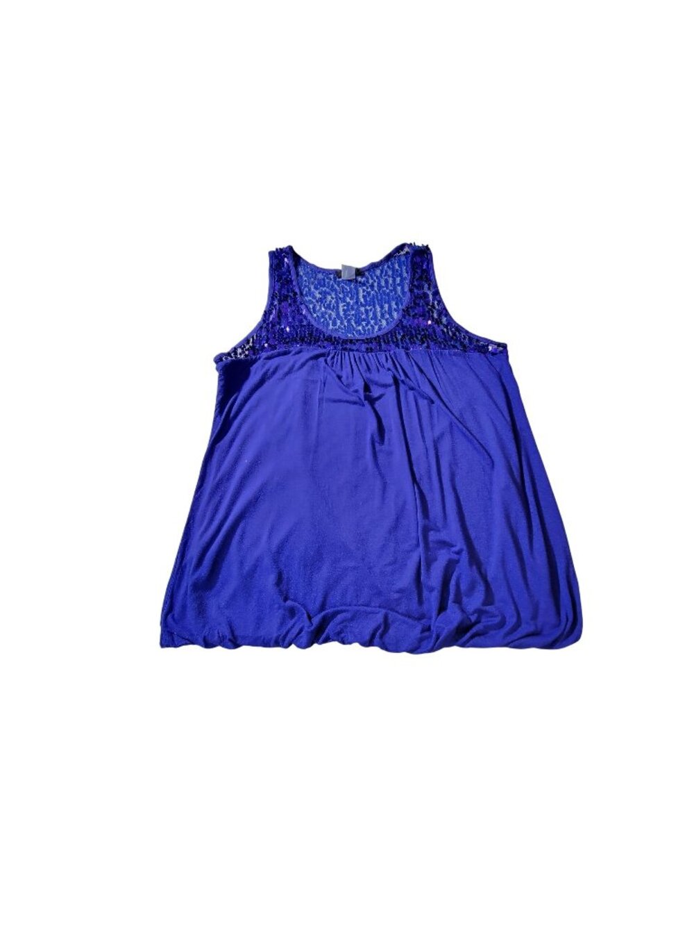 Deb Sequined Blue Sleeveless Tank Top 2XL Flowy hemline for a flattering fit